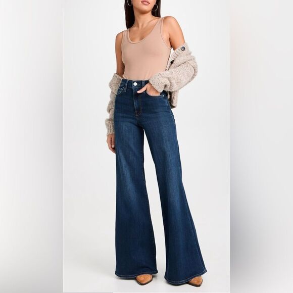 Frame Denim Dark Blue Flare & Wide Leg Jeans - Picture 4 of 12